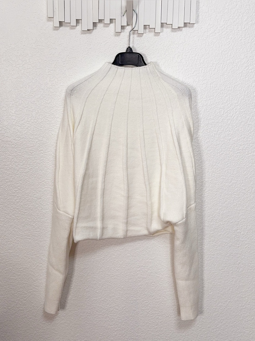Miss Sparkling Ivory Ribbed Mock Neck Dolman Sleeve Sweater Size XL NWOT